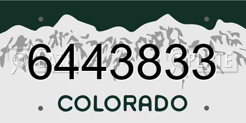 6443833 Colorado License Plate