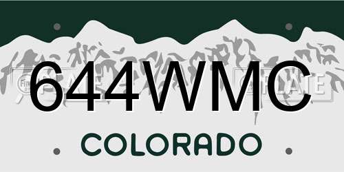 644WMC Colorado License Plate