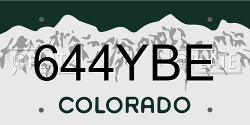 644YBE Colorado License Plate