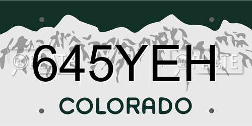 645YEH Colorado License Plate