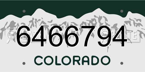 6466794 Colorado License Plate