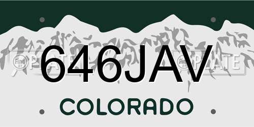 646JAV Colorado License Plate