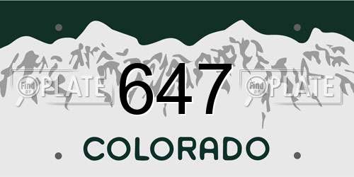 647 Colorado License Plate