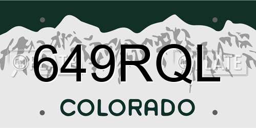 649RQL Colorado License Plate