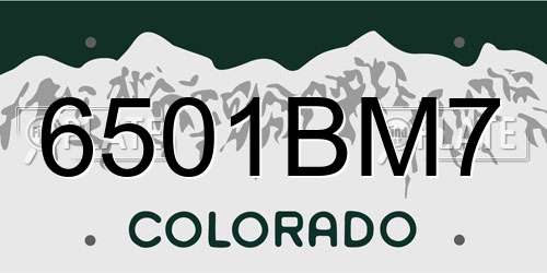 6501BM7 Colorado License Plate