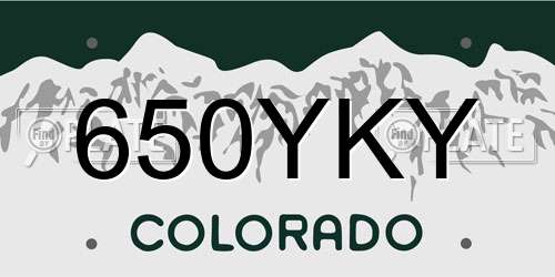 650YKY Colorado License Plate