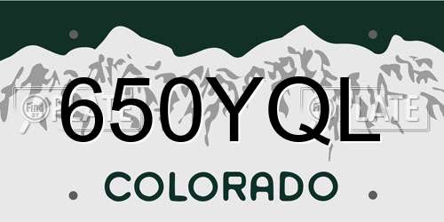 650YQL Colorado License Plate