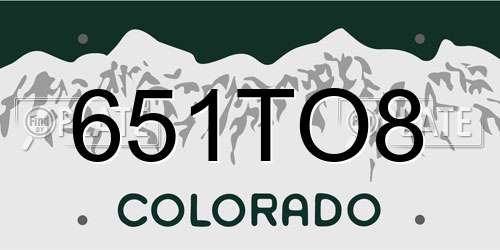 651TO8 Colorado License Plate