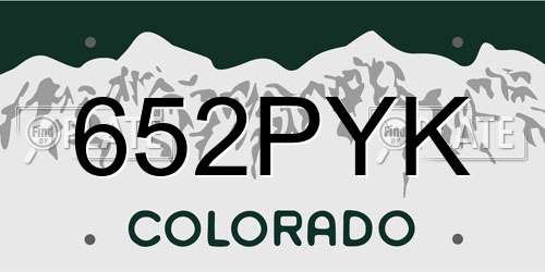 652PYK Colorado License Plate