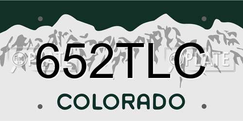 652TLC Colorado License Plate