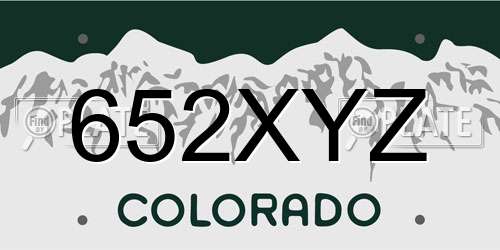 652XYZ Colorado License Plate