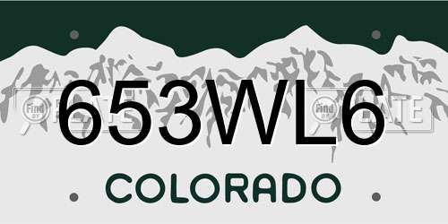 653WL6 Colorado License Plate