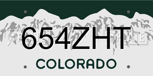 654ZHT Colorado License Plate