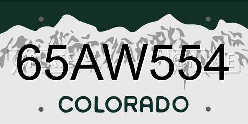 65AW554 Colorado License Plate