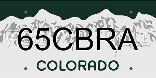 65CBRA Colorado License Plate