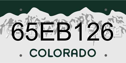 65EB126 Colorado License Plate