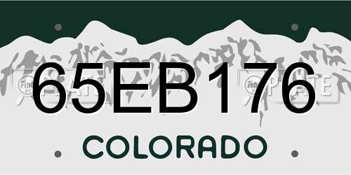65EB176 Colorado License Plate