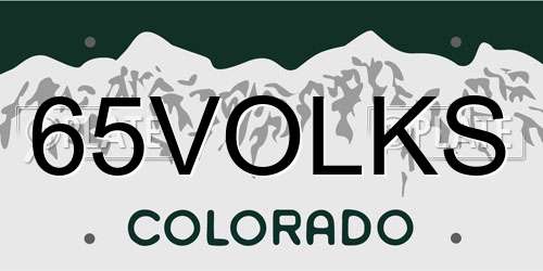 65VOLKS Colorado License Plate