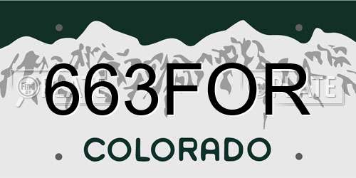 663FOR Colorado License Plate
