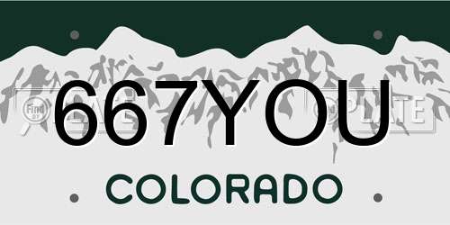 667YOU Colorado License Plate