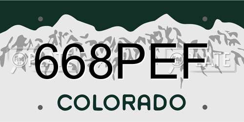 668PEF Colorado License Plate