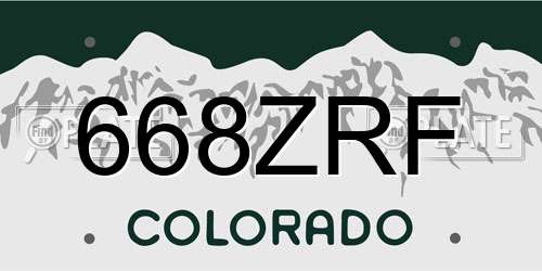 668ZRF Colorado License Plate