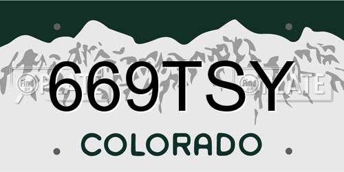 669TSY Colorado License Plate