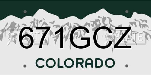 671GCZ Colorado License Plate