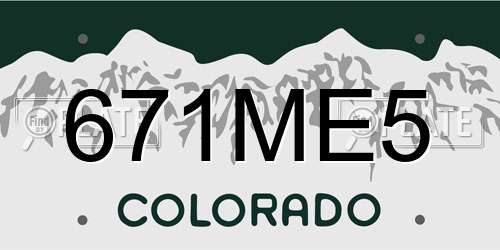 671ME5 Colorado License Plate