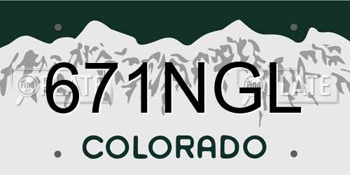 671NGL Colorado License Plate