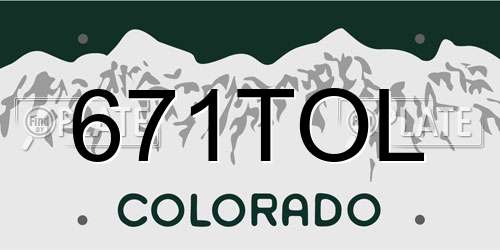 671TOL Colorado License Plate