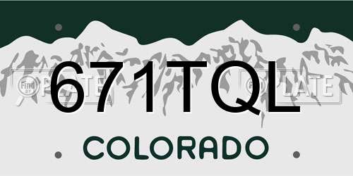 671TQL Colorado License Plate