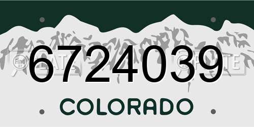 6724039 Colorado License Plate