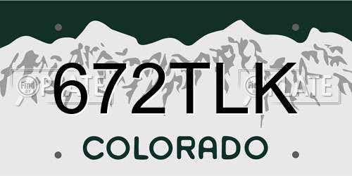672TLK Colorado License Plate