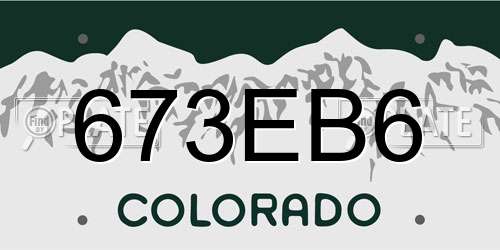673EB6 Colorado License Plate