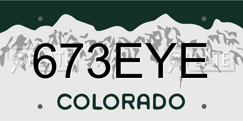 673EYE Colorado License Plate