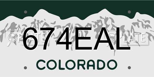 674EAL Colorado License Plate