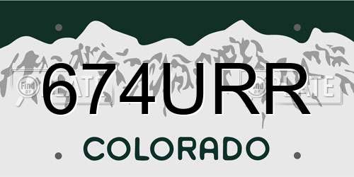 674URR Colorado License Plate