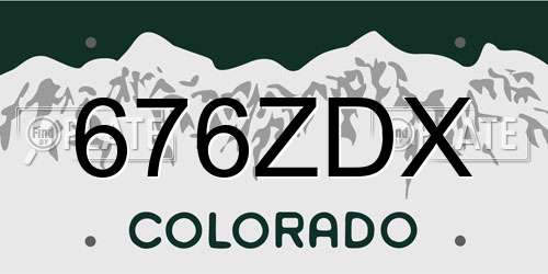676ZDX Colorado License Plate