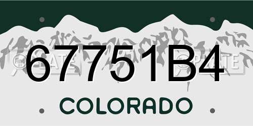 67751B4 Colorado License Plate