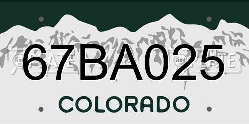 67BA025 Colorado License Plate