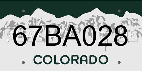 67BA028 Colorado License Plate