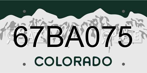 67BA075 Colorado License Plate