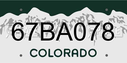 67BA078 Colorado License Plate