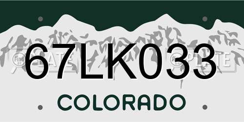 67LK033 Colorado License Plate