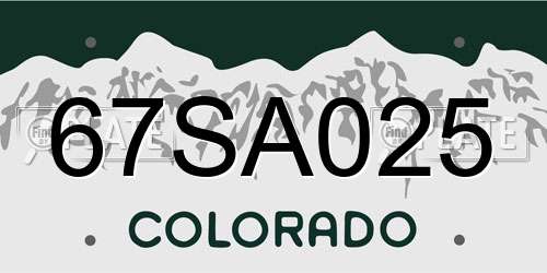 67SA025 Colorado License Plate