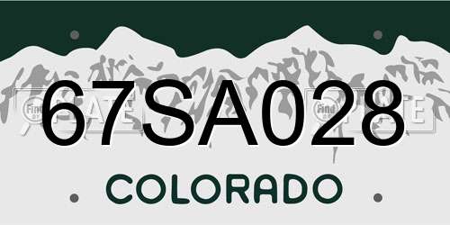 67SA028 Colorado License Plate