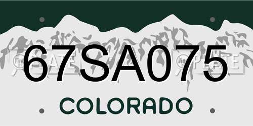 67SA075 Colorado License Plate