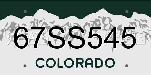 67SS545 Colorado License Plate