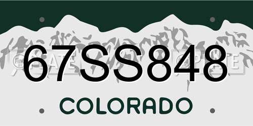 67SS848 Colorado License Plate